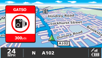 Snooper S600 Syrius Plus - Gatso speed camera warning screen