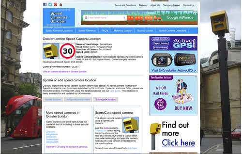 SpeedCamerasUK.com advertising example 4